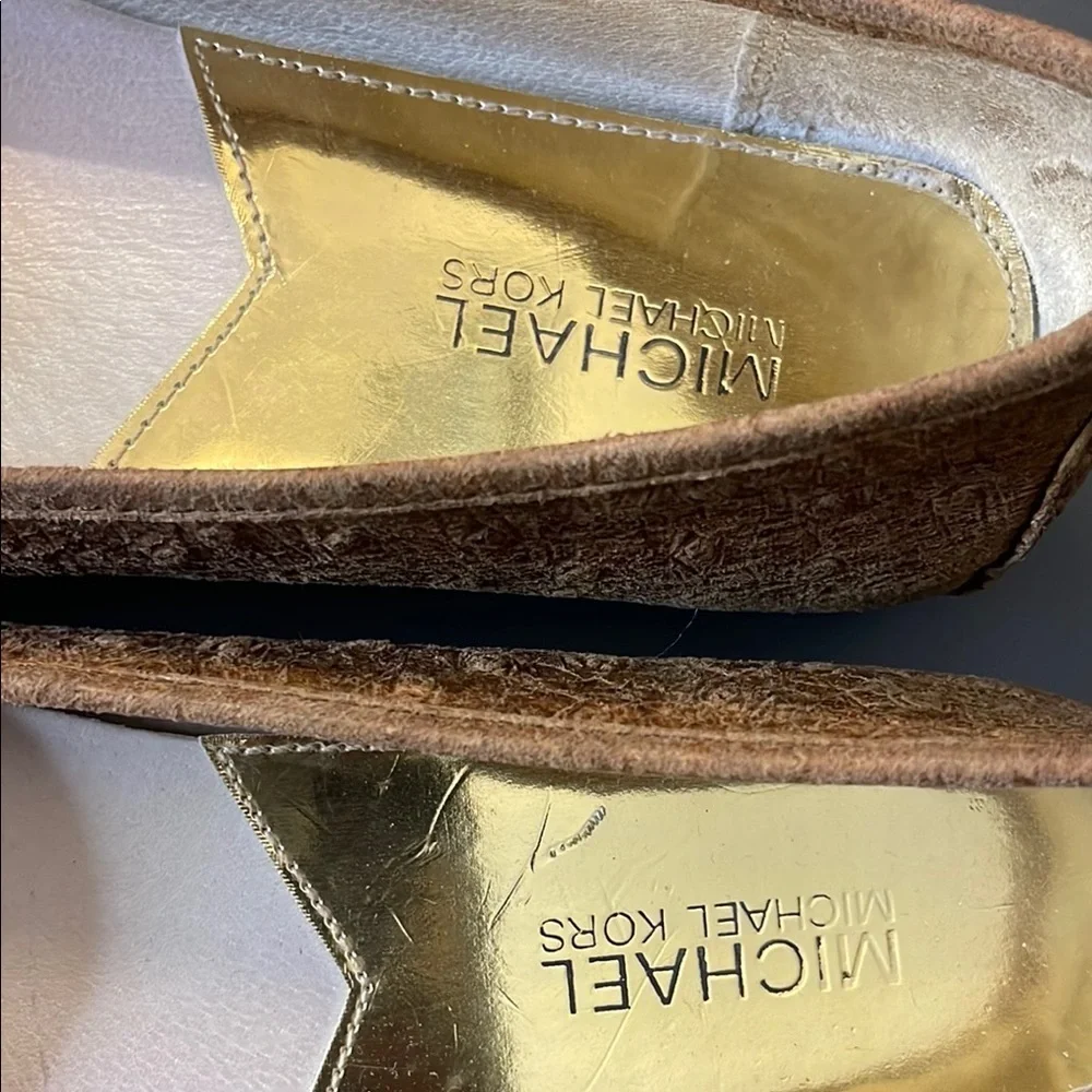 Michael Kors Tan Flats with Gold Detail